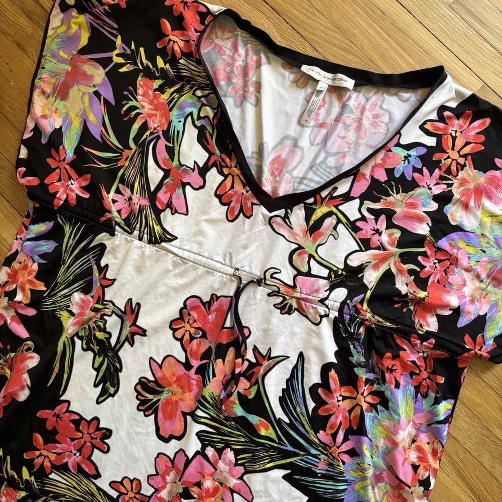 Nanette Lepore Colorful Floral Caftan Cover Up Swim Dress M Resort Colorful Chic